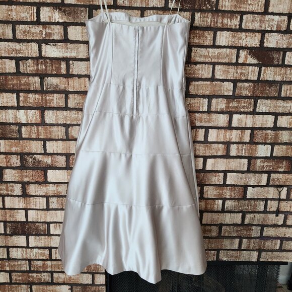 Ladies BCBGMaxAzria Champagne Satin Strapless Dress Size 12 - Picture 7 of 11